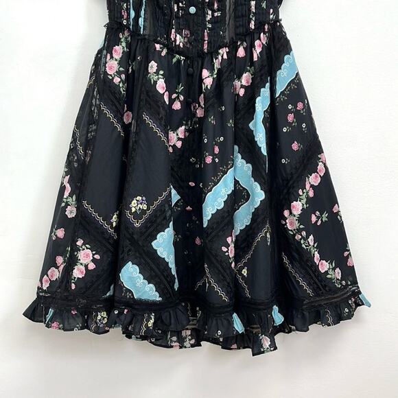 For Love & Lemons Leanne Lace Ruffles Open Back Babydoll Mini Dress - Small - Picture 8 of 14